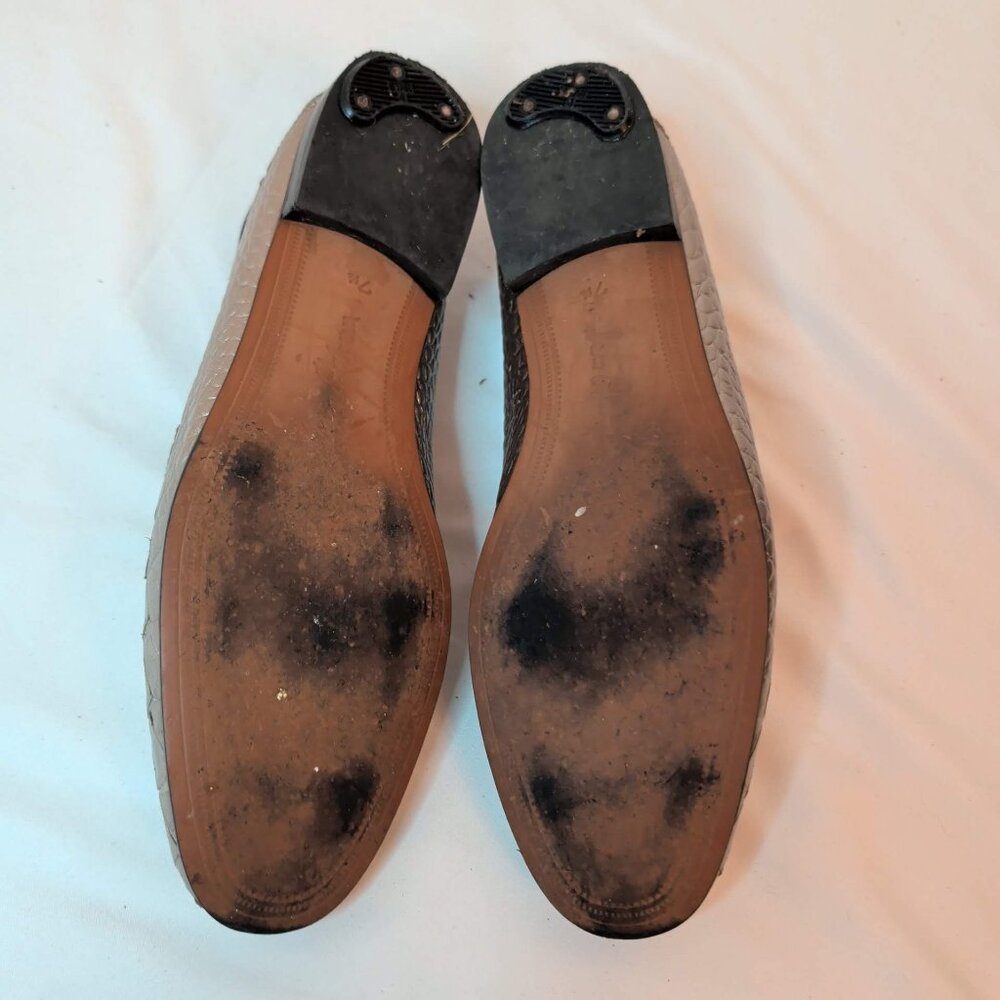 Sam Edelman Bronze Croc Embossed Loraine Leather Loafers - Picture 9 of 10